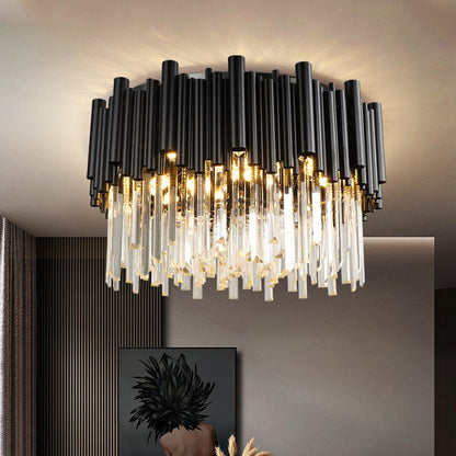 Vigo Flush Mount Crystal Chandelier, Diameter 32"By MORSALE