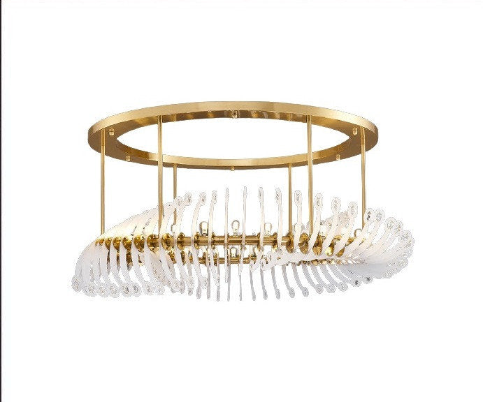 Gold/white crystal ceiling chandelier for living room bedroom dining room 39.4"By Miron Demid LLC