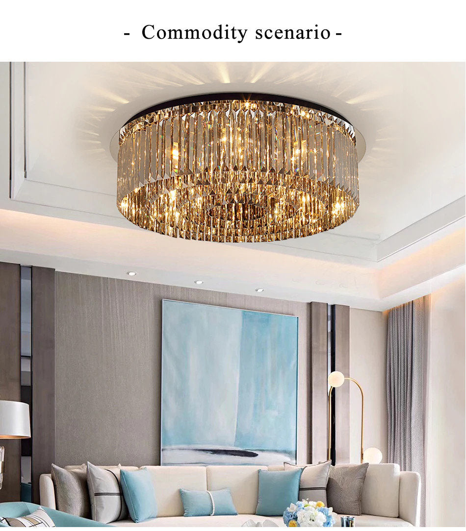 Adrano | Smoky Gray Crystal Chandelier, 23.6''By Miron Demid LLC