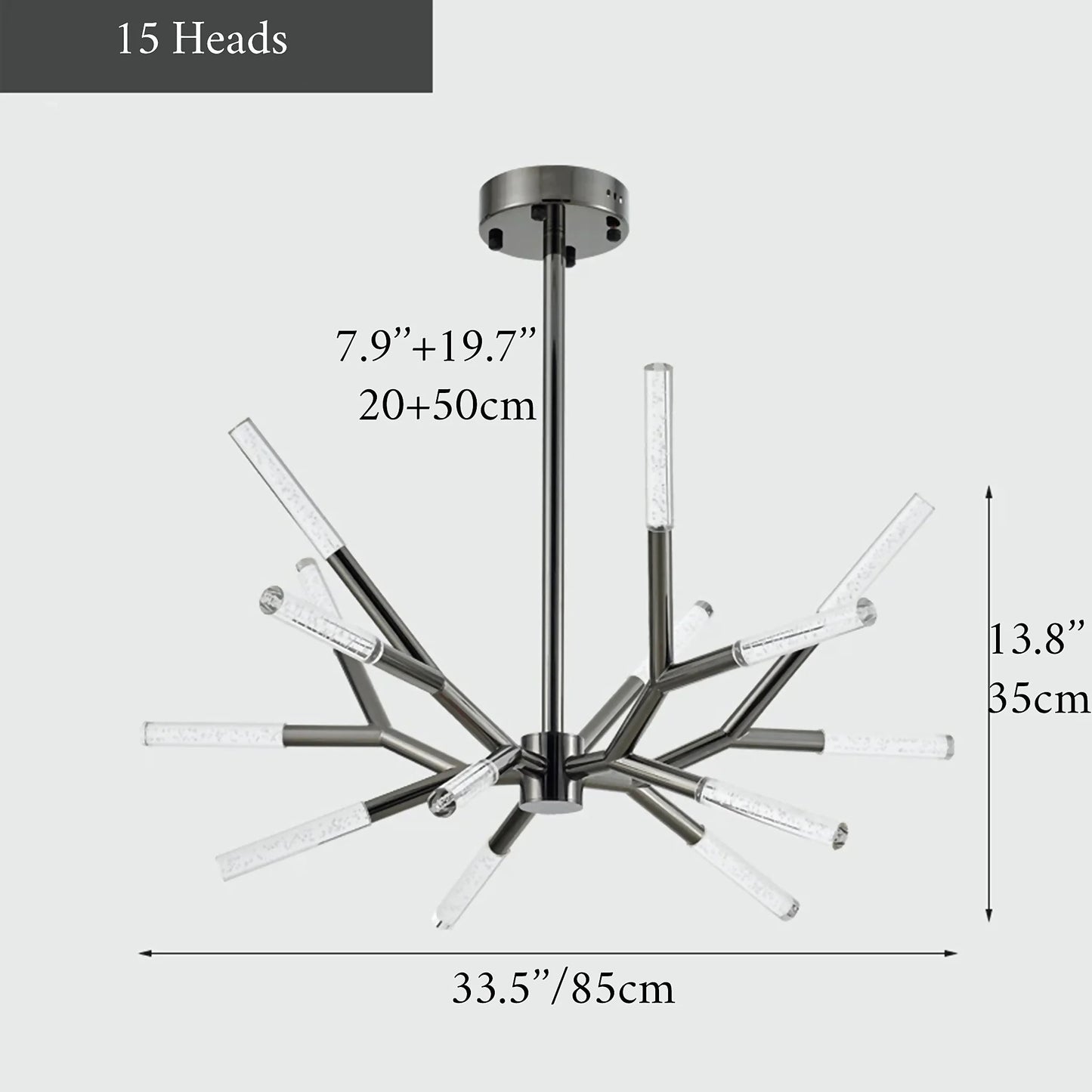 Aliano | Creative Tree Branches Design Bubble Crystal Chandelier, Black, 15 Heads, Cool LightBy Miron Demid LLC