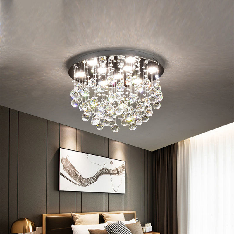 Inverigo | Luxury Round Crystal LED Ceiling Lamp for Living Room, Bedroom, Dia39.4xh17.7", Warm LightBy Miron Demid LLC