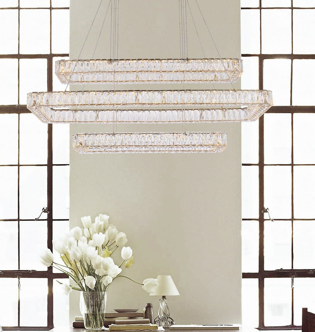 Elegant Lighting 3504G50L3 Monroe 50"W LED Crystal Linear - GoldBy Elegant Furniture & Lighting