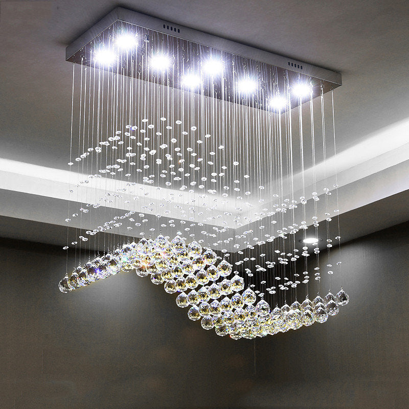 Agropoli | Luxury Rectangle LED Crystal Lamp for Dining Room, L47.2xw9.8xh39.4", Cool LightBy Miron Demid LLC