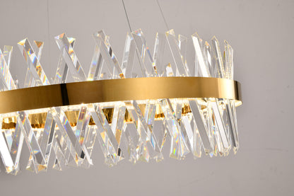 26" Dimmable Gold LED Chandelier With Clear CrystalsBy Design Living