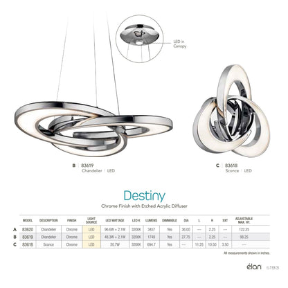 Elan Destiny 4 Light 36" Wide LED Pendant