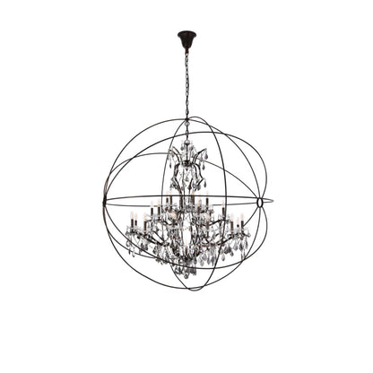 Elegant Lighting Geneva 25 Light 60" Wide Crystal Chandelier with Silver Shade Royal Cut Crystals
