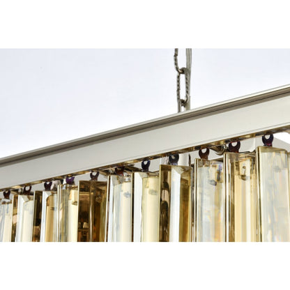 Elegant Lighting Sydney 12 Light 40" Wide Crystal Linear Chandelier with Golden Teak Royal Cut Crystals
