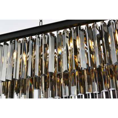 Elegant Lighting Sydney 12 Light 40" Wide Crystal Linear Chandelier with Silver Shade Royal Cut Crystals
