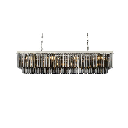 Elegant Lighting Sydney 12 Light 60" Wide Crystal Linear Chandelier with Silver Shade Royal Cut Crystals