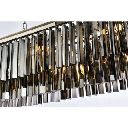 Elegant Lighting Sydney 12 Light 60" Wide Crystal Linear Chandelier with Silver Shade Royal Cut Crystals