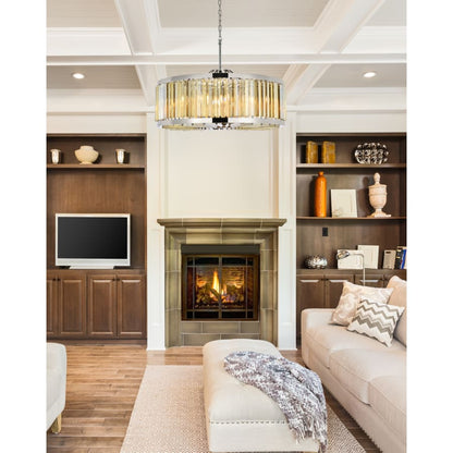 Elegant Lighting Chelsea 10 Light 36" Wide Crystal Drum Chandelier with Golden Teak Royal Cut Crystals