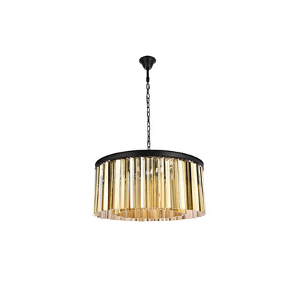 Elegant Lighting Sydney 8 Light 32" Wide Crystal Drum Chandelier with Golden Teak Royal Cut Crystals