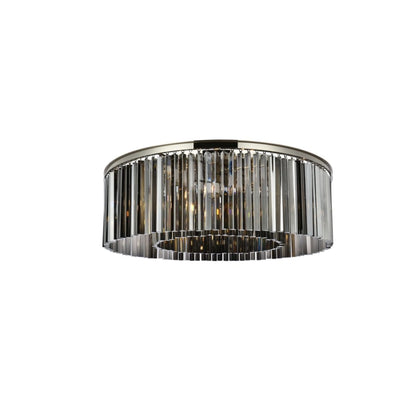 Elegant Lighting Sydney 10 Light 44" Wide Flush Mount Drum Ceiling Fixture with Silver Shade Royal Cut Crystals