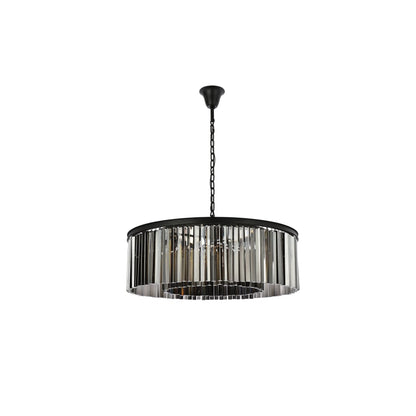 Elegant Lighting Sydney 10 Light 44" Wide Crystal Drum Chandelier with Silver Shade Royal Cut Crystals