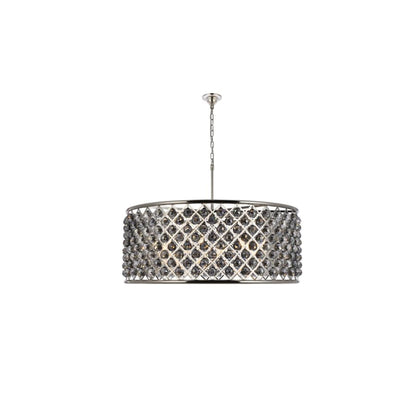 Elegant Lighting Madison 10 Light 44" Wide Crystal Drum Chandelier with Silver Shade Royal Cut Crystals