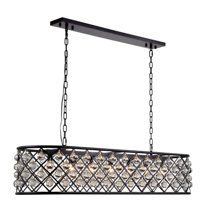 Elegant Lighting Madison 7 Light 50" Wide Crystal Linear Chandelier with Clear Royal Cut Crystals