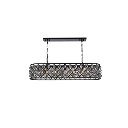 Elegant Lighting Madison 7 Light 50" Wide Crystal Linear Chandelier with Silver Shade Royal Cut Crystals