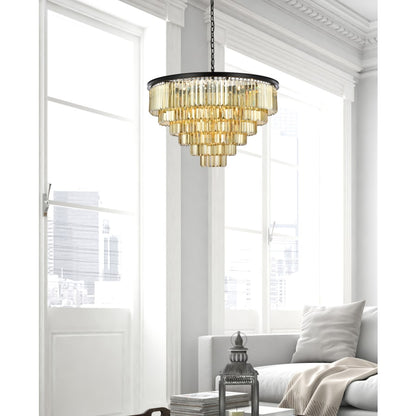 Elegant Lighting Sydney 33 Light 44" Wide Crystal Chandelier with Golden Teak Royal Cut Crystals
