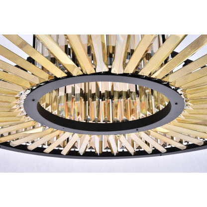 Elegant Lighting Chelsea 10 Light 44" Wide Crystal Drum Chandelier with Golden Teak Royal Cut Crystals