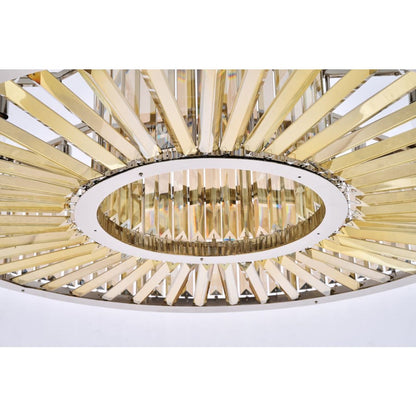 Elegant Lighting Chelsea 10 Light 44" Wide Crystal Drum Chandelier with Golden Teak Royal Cut Crystals