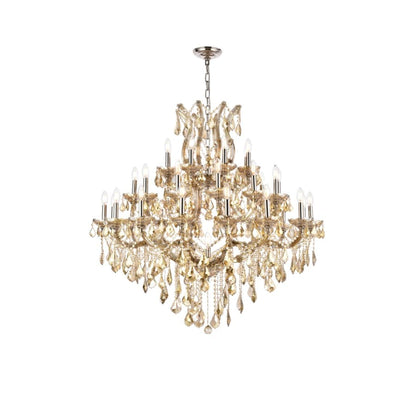 Elegant Lighting Maria Theresa 37 Light 44" Wide Crystal Chandelier with Golden Teak Royal Cut Crystals