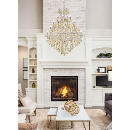 Elegant Lighting Maria Theresa 49 Light 46" Wide Crystal Chandelier with Golden Teak Royal Cut Crystals