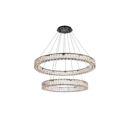 Elegant Lighting Monroe 36" Wide LED Crystal Ring Chandelier with Clear Crystal Accents