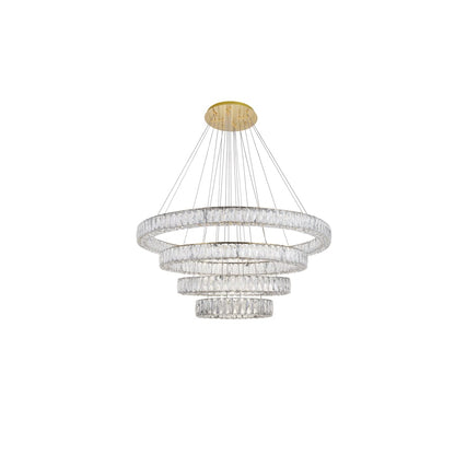 Elegant Lighting Monroe 4 Light 42" Wide LED Crystal Ring Chandelier with Clear Royal Cut Crystals