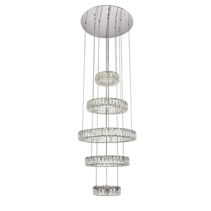 Elegant Lighting Monroe 5 Light 26" Wide LED Crystal Ring Chandelier with Clear Royal Cut Crystals