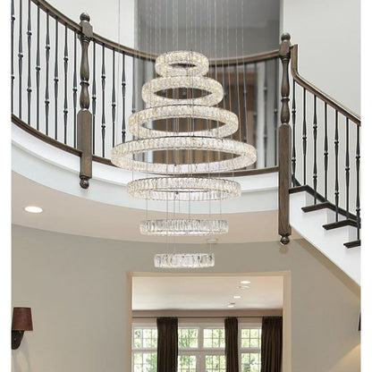 Elegant Lighting Monroe 40" Wide LED Crystal Ring Chandelier with Clear Crystal Accents