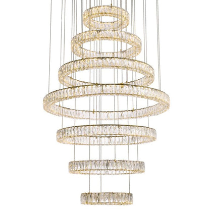 Elegant Lighting Monroe 40" Wide LED Crystal Ring Chandelier with Clear Crystal Accents