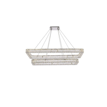 Elegant Lighting Monroe 50" Wide LED Crystal Linear Chandelier with Clear Crystal Accents