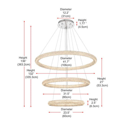Elegant Lighting Bowen 42" Wide Ring Chandelier