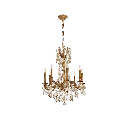 Elegant Lighting Rosalia 8 Light 24" Wide Crystal Chandelier with Golden Teak Royal Cut Crystals