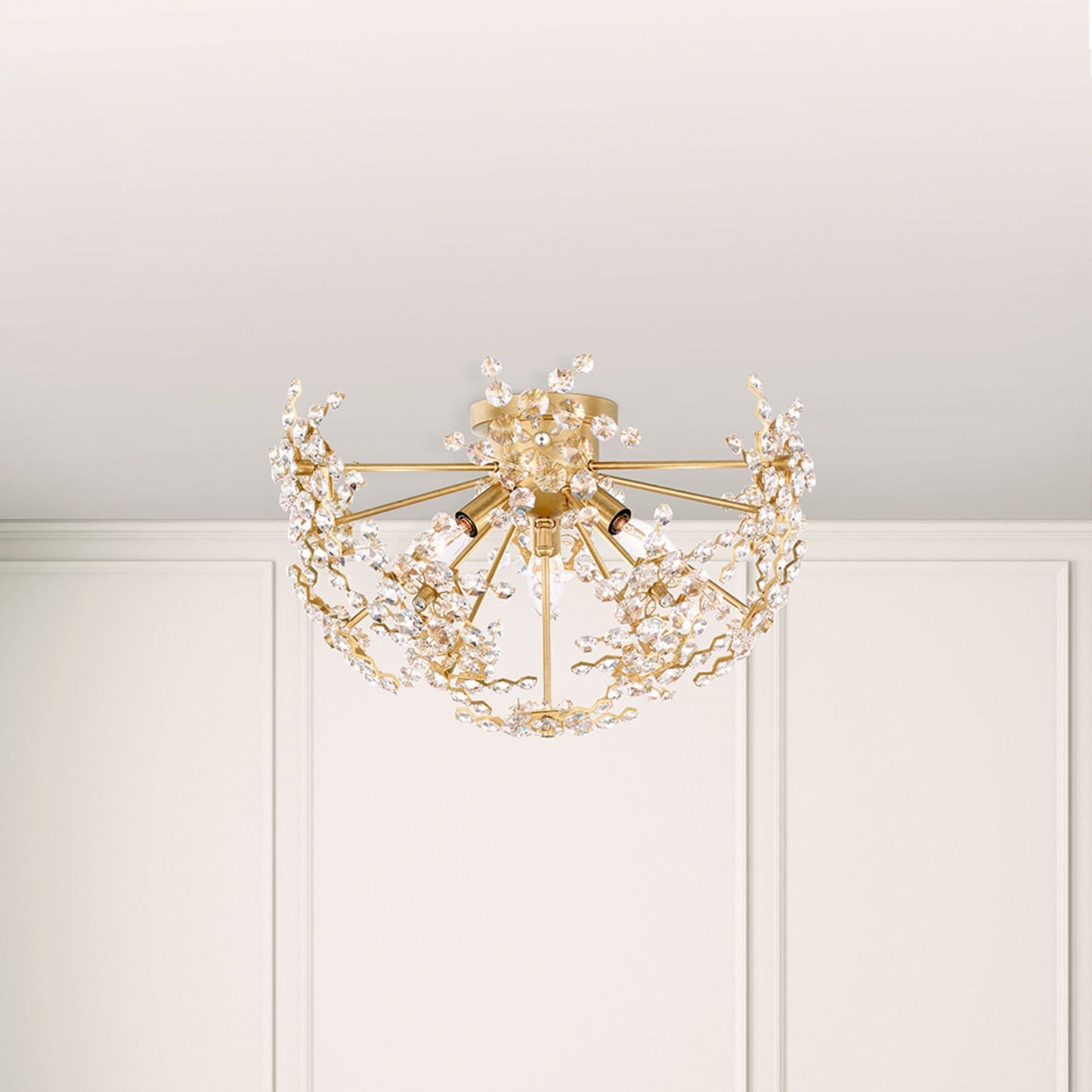 Esteracae 11"H x 18"W 3-Light Crystal Semi-Flush Mount in Heirloo