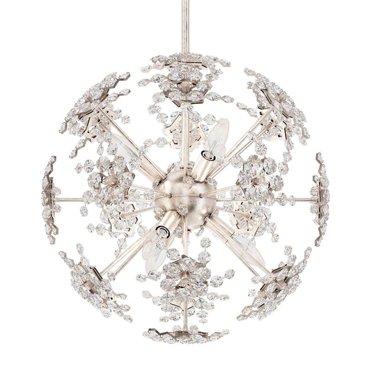 Esteracae 18"H x 18"W 6-Light Crystal Pendant in Antique Silver
