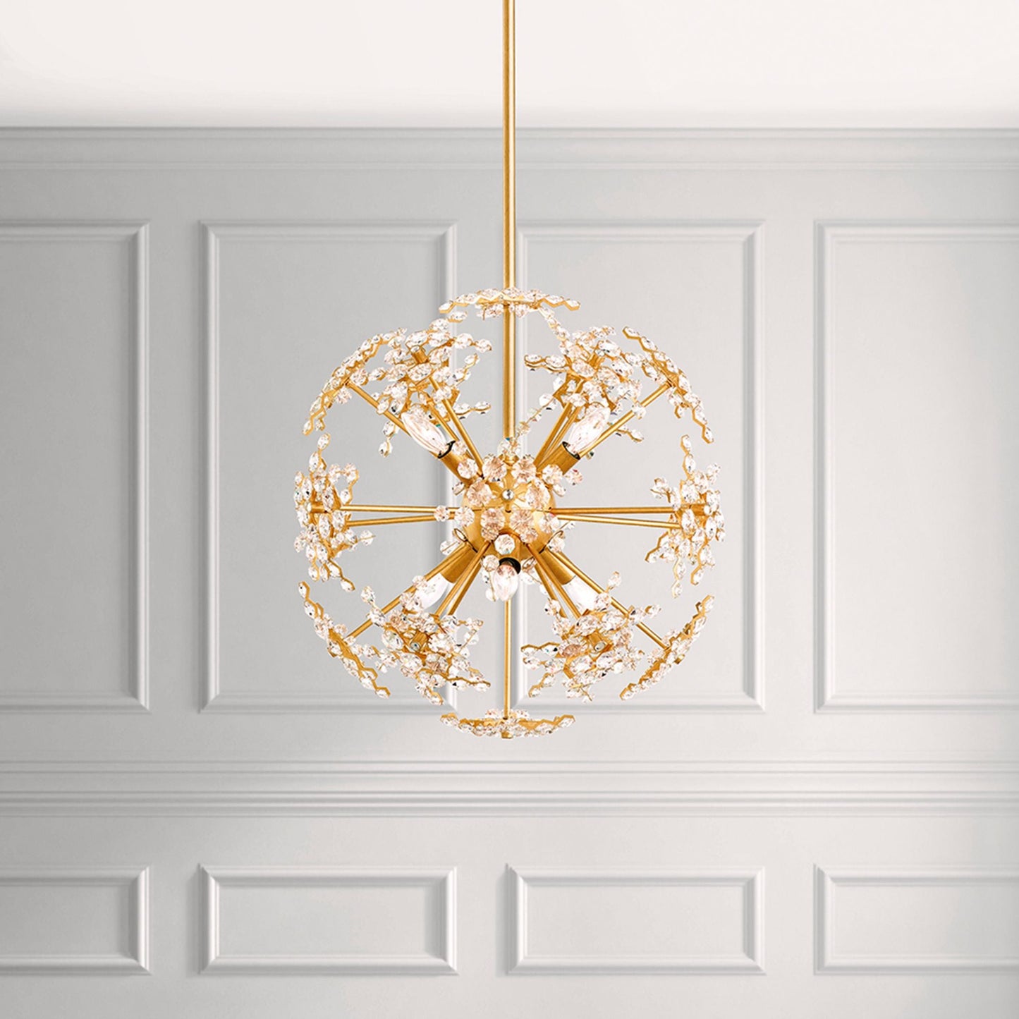Esteracae 18"H x 18"W 6-Light Crystal Pendant in Heirloom Gold