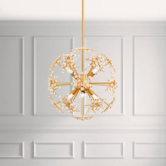 Esteracae 18"H x 18"W 6-Light Crystal Pendant in Heirloom Gold
