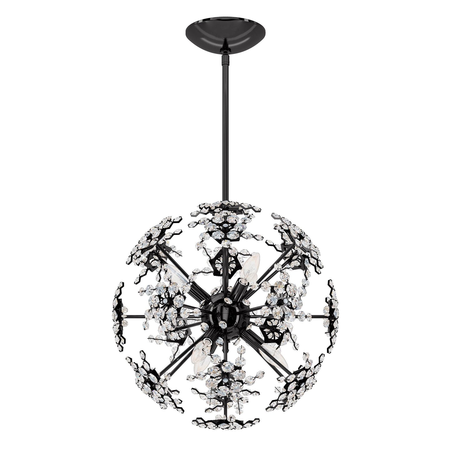 Esteracae 18"H x 18"W 6-Light Crystal Pendant in Jet Black