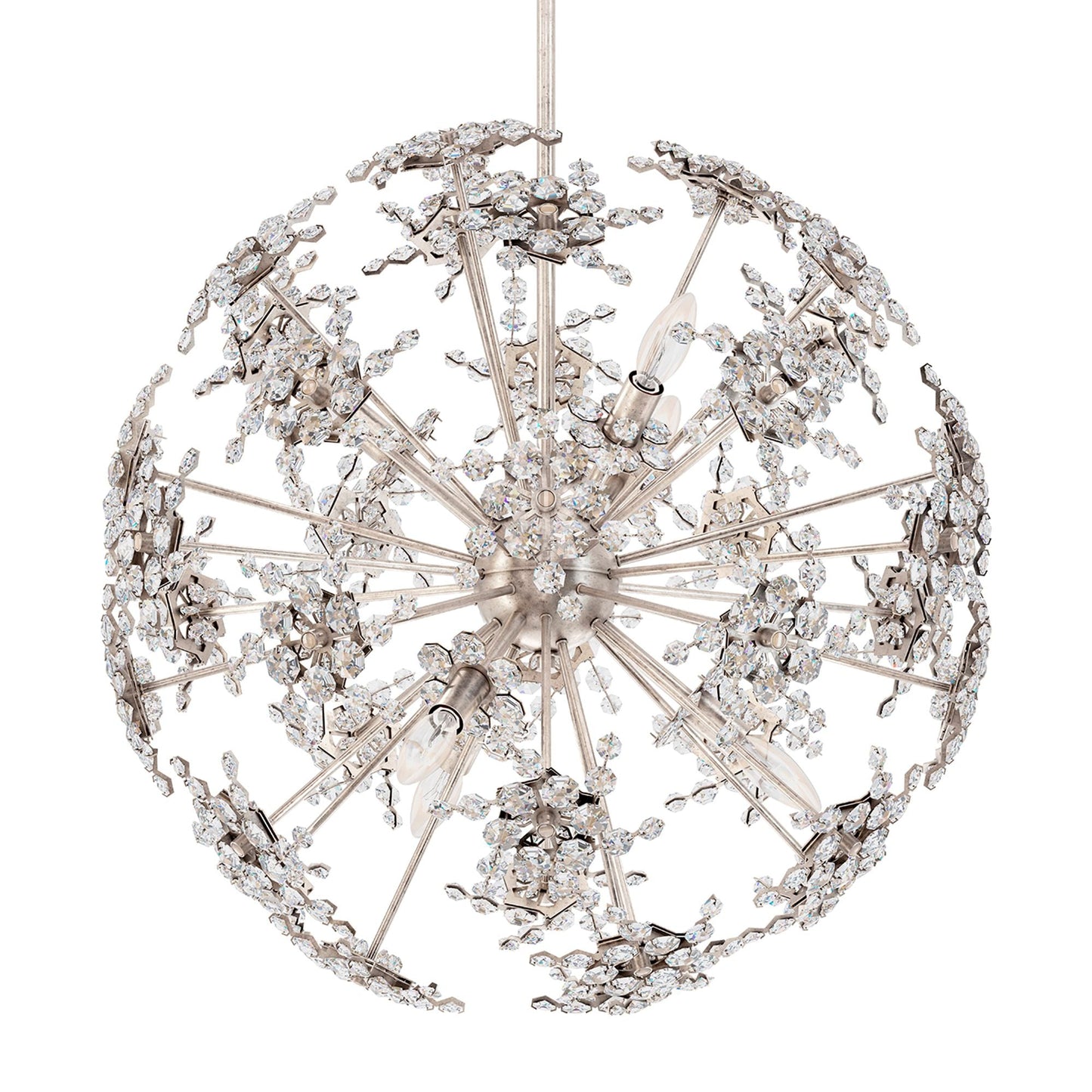 Esteracae 24"H x 24"W 6-Light Crystal Pendant in Antique Silver