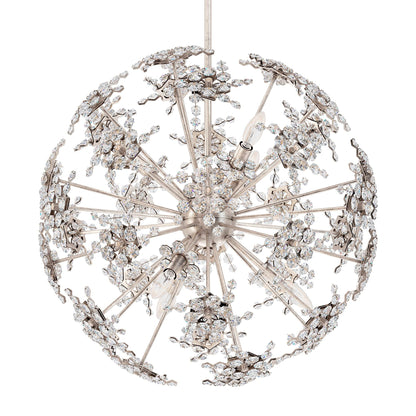 Esteracae 24"H x 24"W 6-Light Crystal Pendant in Antique Silver
