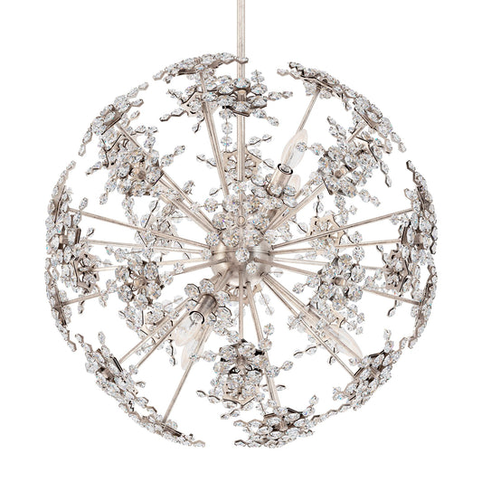 Esteracae 24"H x 24"W 6-Light Crystal Pendant in Antique Silver