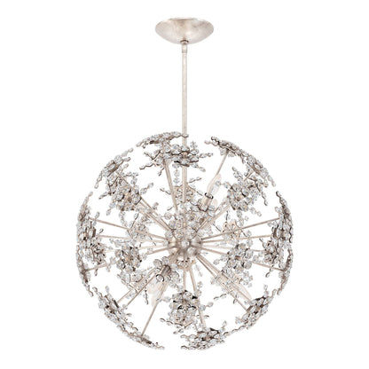 Esteracae 24"H x 24"W 6-Light Crystal Pendant in Antique Silver