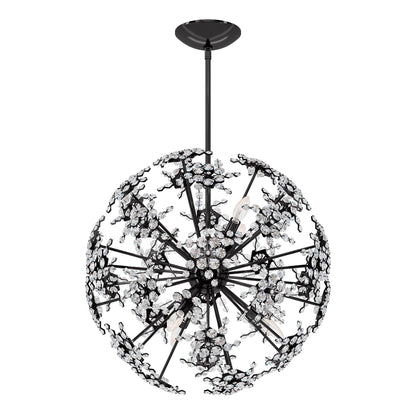 Esteracae 24"H x 24"W 6-Light Crystal Pendant in Jet Black