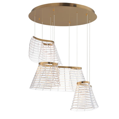 ET2 Tartan 3 Light 24" Wide LED Abstract Multi Light Pendant