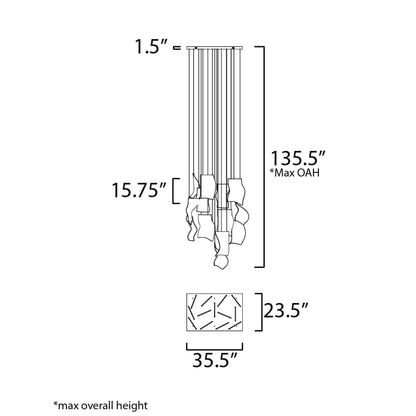 ET2 Rinkle 36" Wide LED Multi Light Linear Abstract Pendant