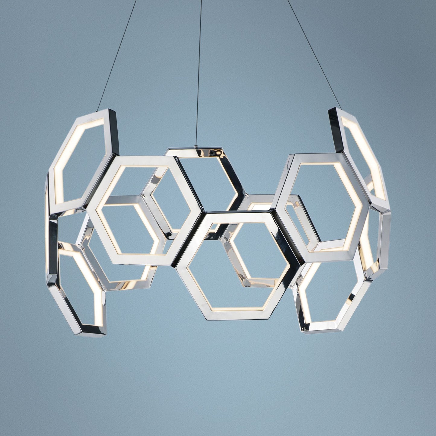 ET2 Polygon 30" Wide Polished Nickel LED Pendant Light