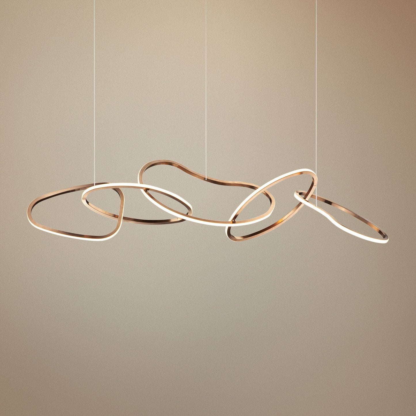 ET2 Unity 55" Brushed Champagne LED Modern Rings Pendant Light