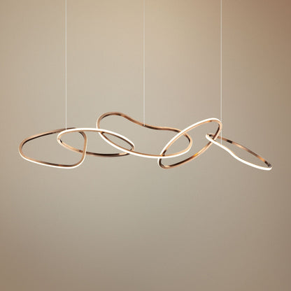 ET2 Unity 55" Brushed Champagne LED Modern Rings Pendant Light