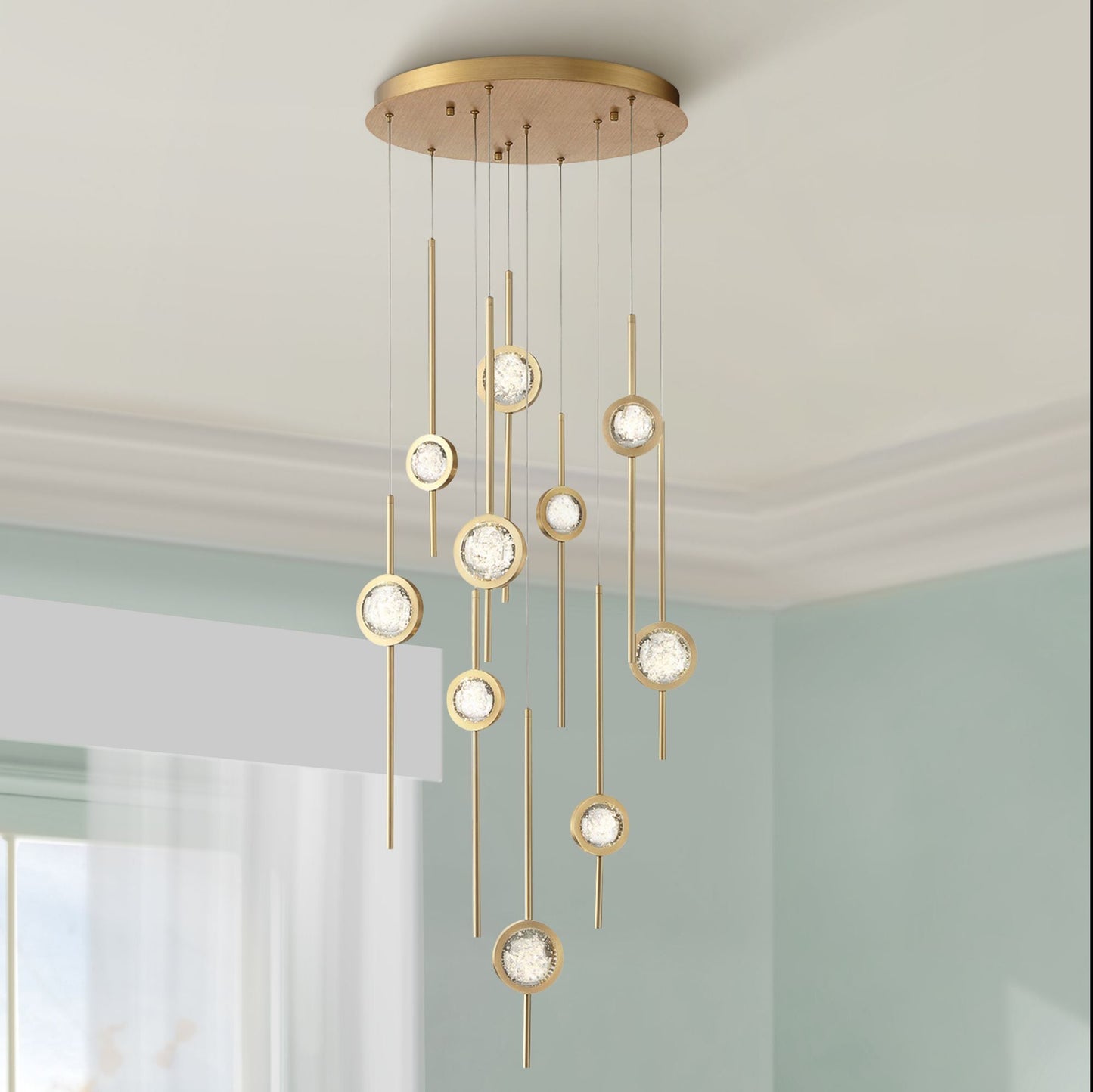 fase Barletta 24" Wide Brass Anodized Aluminum LED Chandelier
